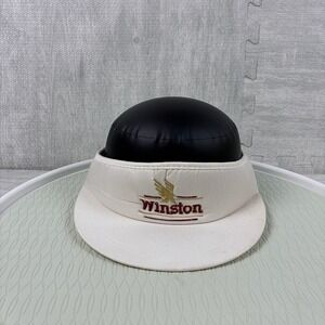Vintage Winston Racing Visor Hat Cap Mens White Red Embroidered Logo Eagle